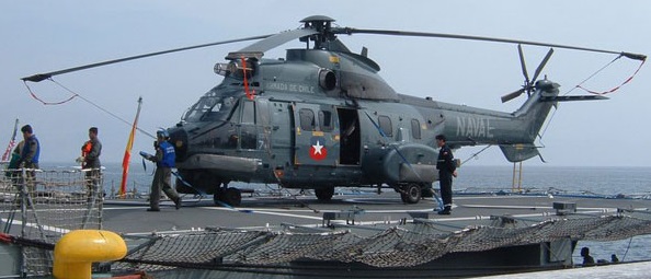 helicóptero Cougar de la Armada de Chile (UNITAS 47-06) , similar al que efectuó la grabación, Fuente:dominio público